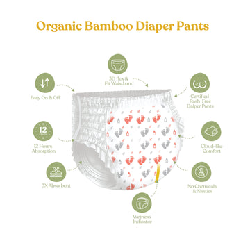 Organic Bamboo Diaper Pants- Medium Size (9-14kgs)
