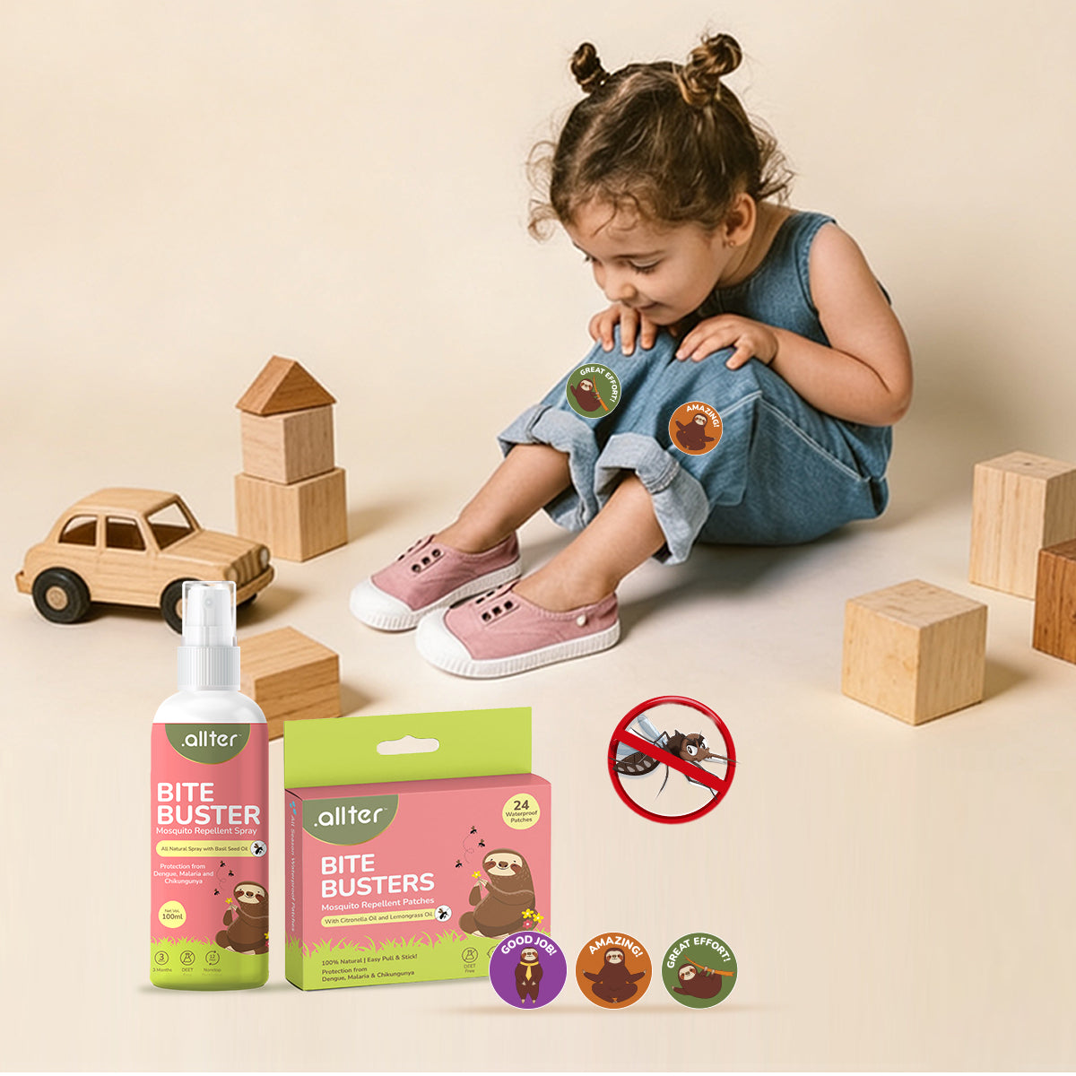 Summer Essentials Combo: Breeze Diapers, 99% Water Baby Wipes & Bite Buster Duo (Pack of 4)
