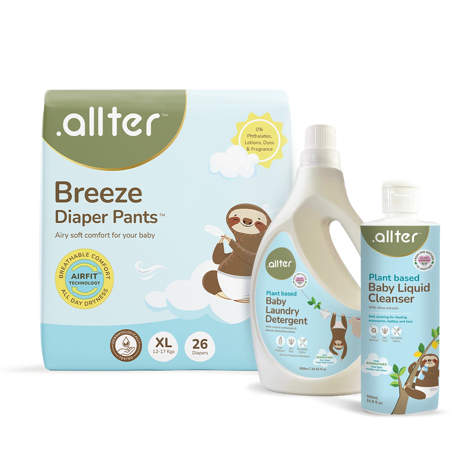 Complete Care Combo : Breeze Diapers, Baby Laundry Liquid & Cleanser (Pack of 3)