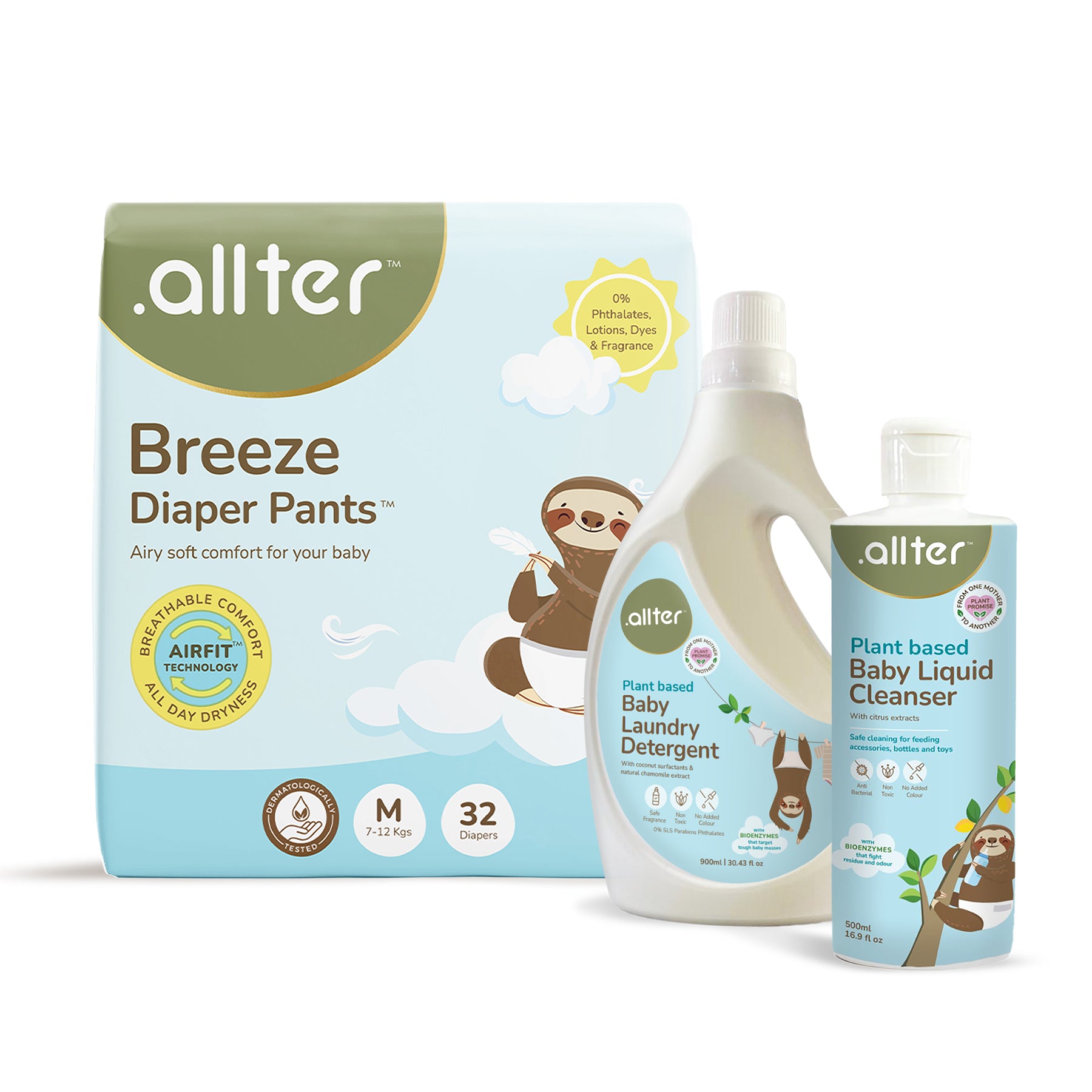Complete Care Combo : Breeze Diapers, Baby Laundry Liquid & Cleanser (Pack of 3)