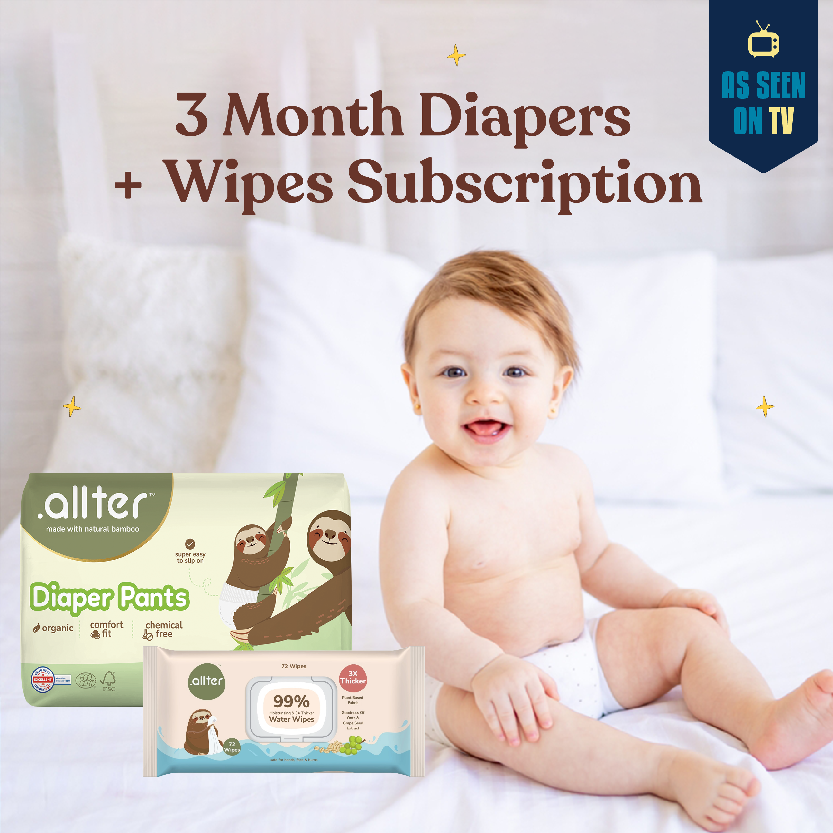 3 Month Subscription- Diaper Pants and Wet Wipes