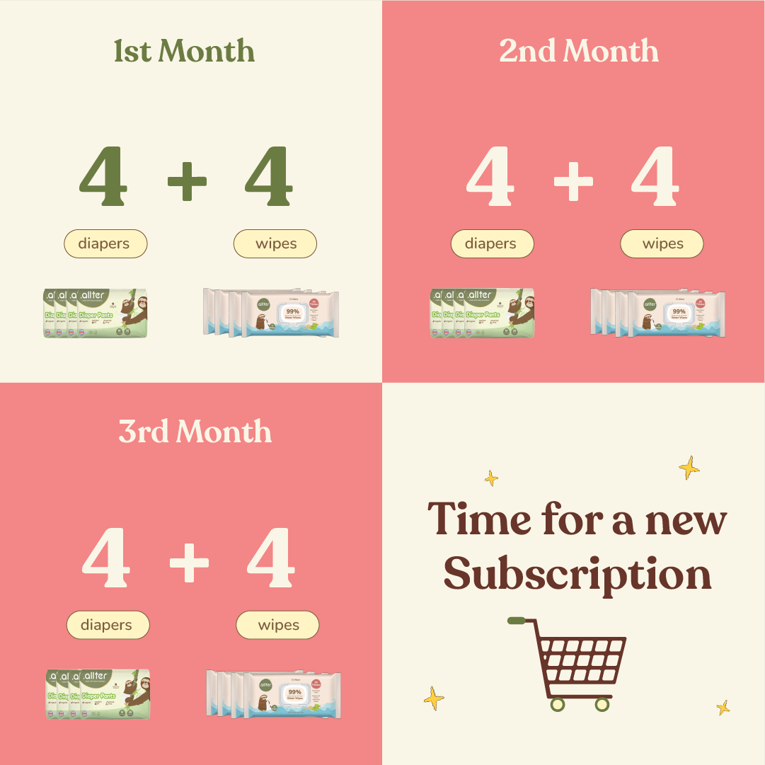3 Month Subscription- Diaper Pants and Wet Wipes