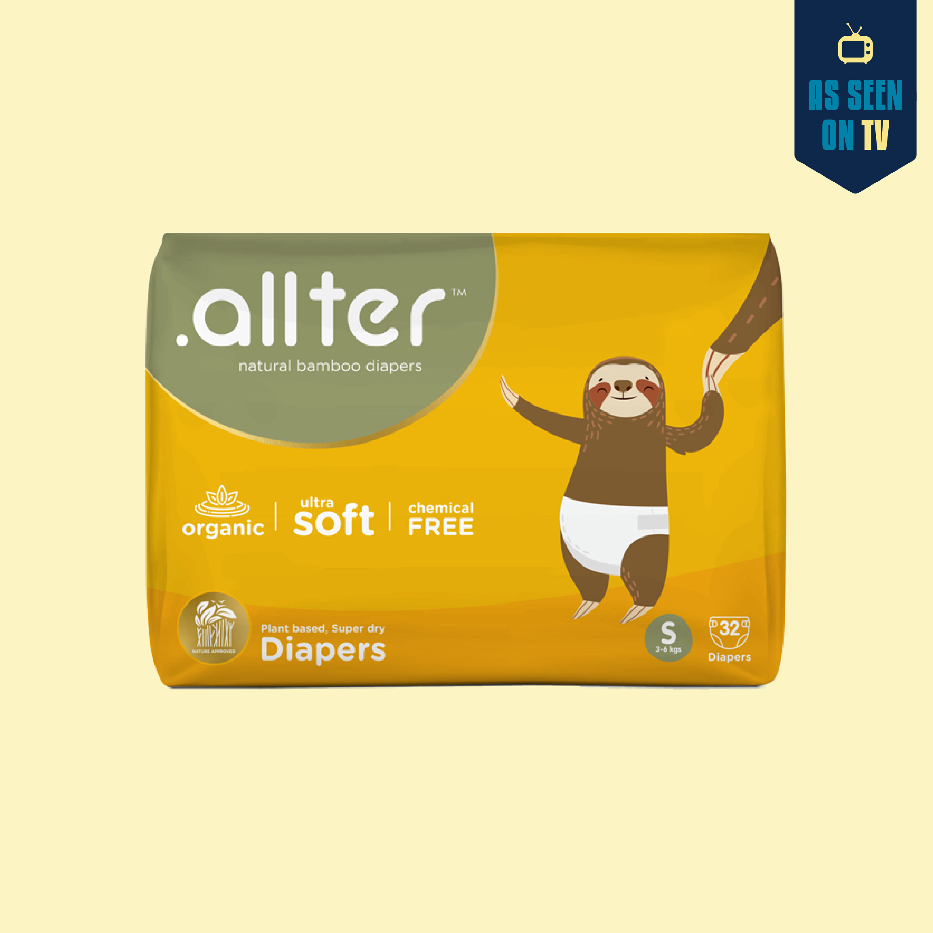 Organic Bamboo Diapers- Small Size (3-6 kgs)