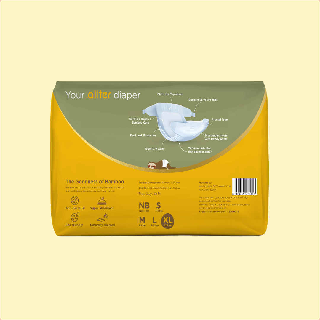 Organic Bamboo Diapers- XL Size (13-18 kgs)