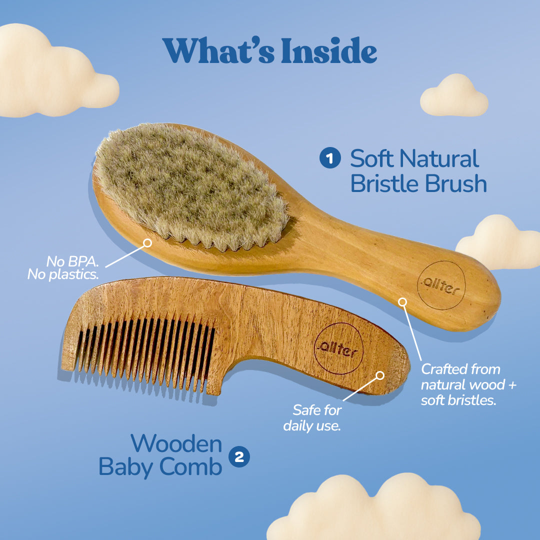 .allter Baby Hairbrush & Neem Comb – Set of 2