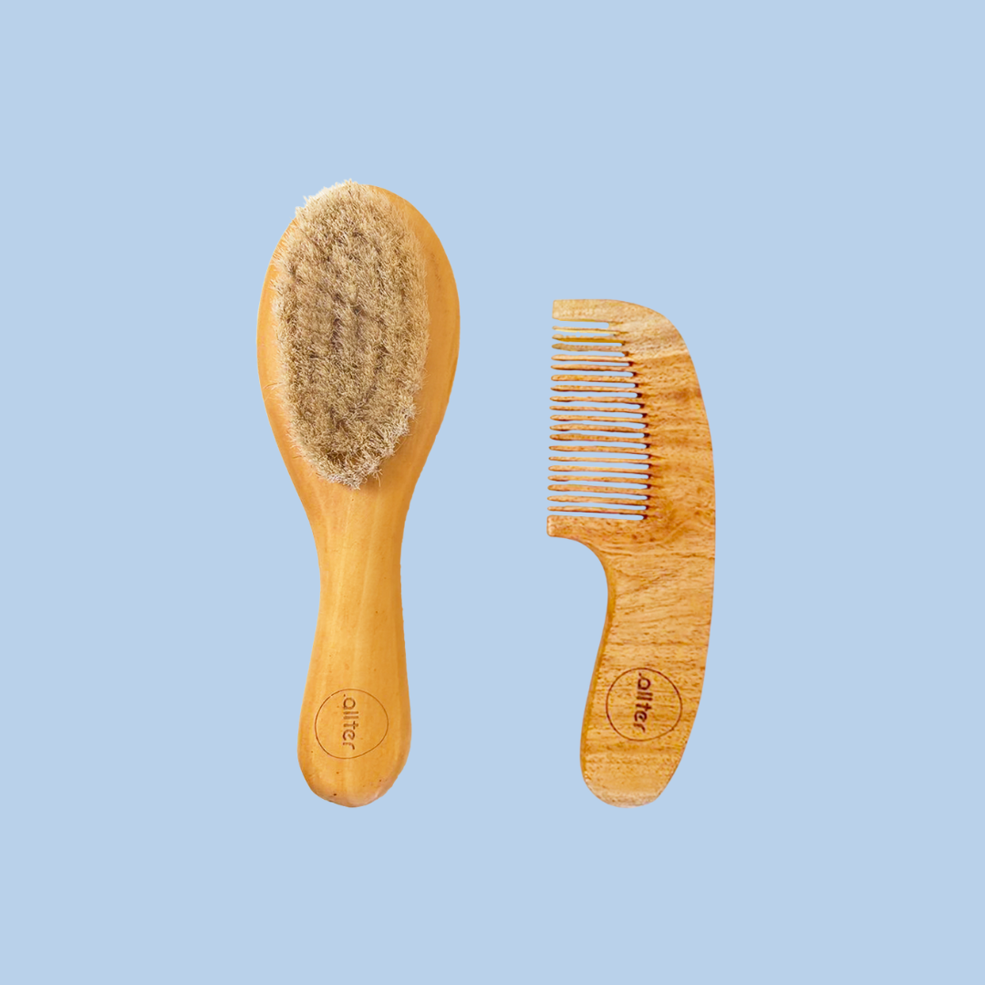 .allter Baby Hairbrush & Neem Comb – Set of 2