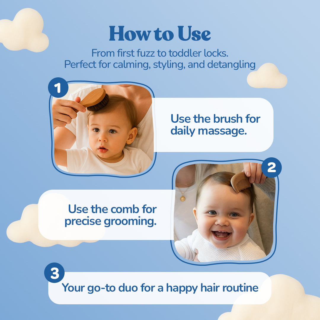 .allter Baby Hairbrush & Neem Comb – Set of 2