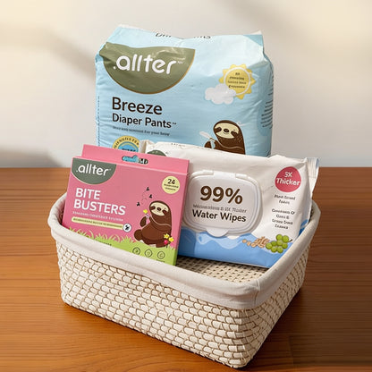Baby Essentials Combo : Breeze Diaper Pants & 99% Baby Wipes & Mosquito Patches (Pack of 3)