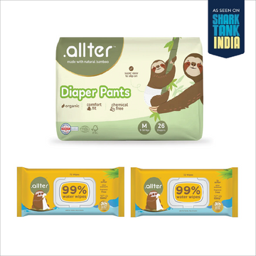Diaper Pants Pack of 1 + 99% Water Wipes Pack of 2 || Bundle