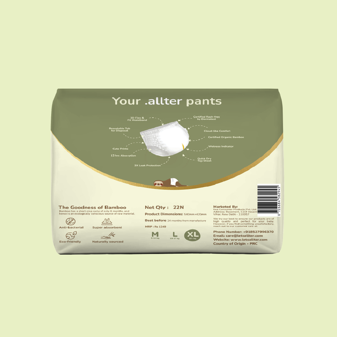 Organic Bamboo Diaper Pants- XL (16kgs and above)