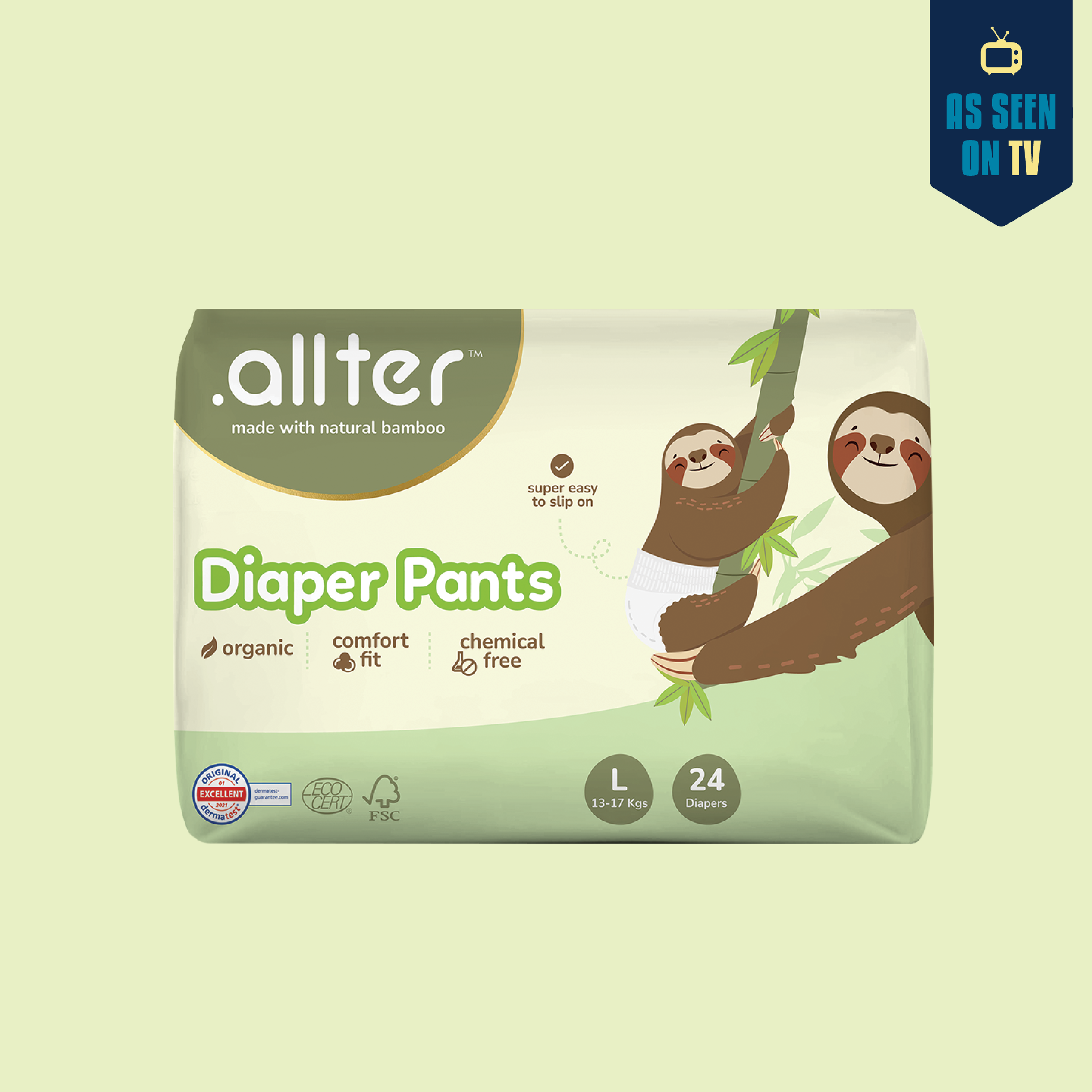Organic Bamboo Diaper Pants- Large Size (13-17kgs)
