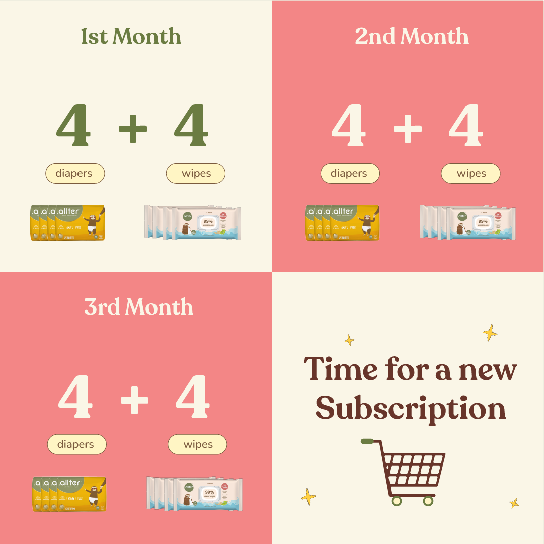 3 Month Subscription- Diaper and Wet Wipes