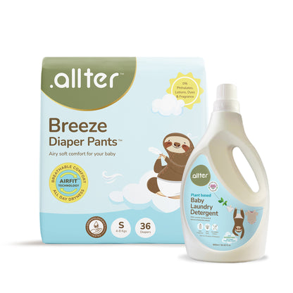 Comfort & Care Combo: Breeze Diapers & Baby Laundry Liquid (Pack of 2)