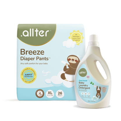 Comfort & Care Combo: Breeze Diapers & Baby Laundry Liquid (Pack of 2)